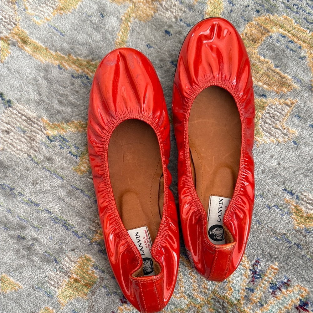 Lanvin Glossy Red Ballet Flats